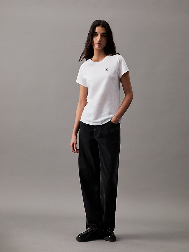 t-shirt slim en coton bio white pour femmes calvin klein jeans