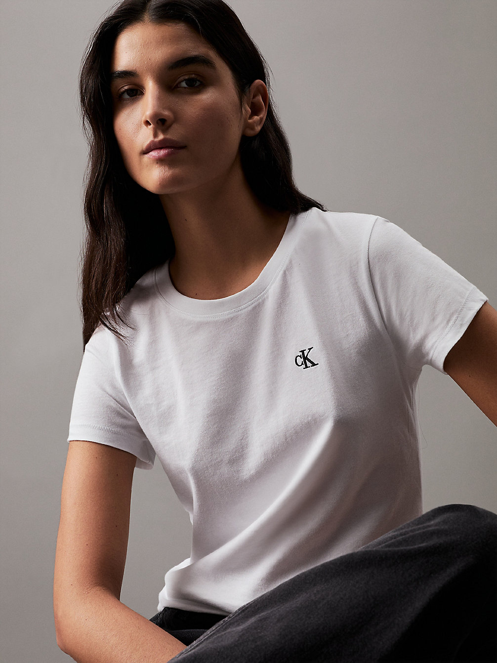 BRIGHT WHITE T-Shirt In Cotone Biologico Slim undefined donna Calvin Klein