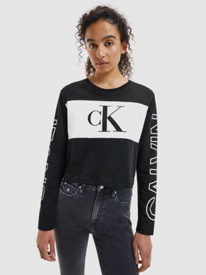 calvin klein cropped logo t shirt