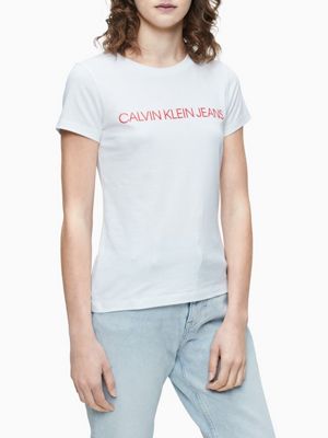 calvin klein white and red t shirt