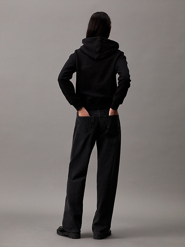 black cotton blend fleece hoodie for women calvin klein jeans
