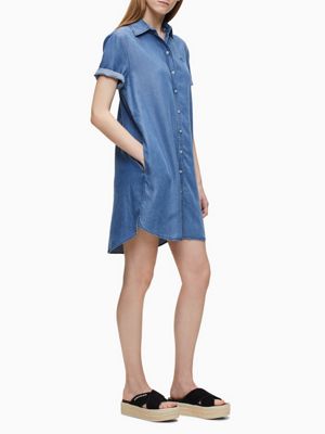 calvin klein denim shirt dress