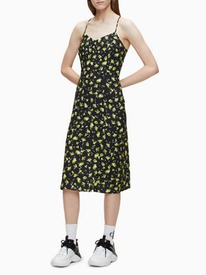 calvin klein yellow floral dress