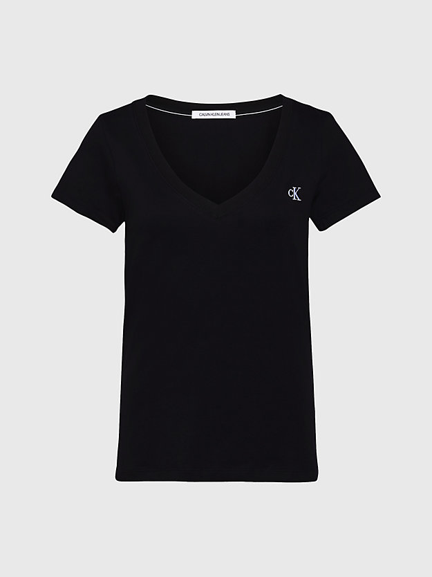 ck black slim v-neck t-shirt for women calvin klein jeans