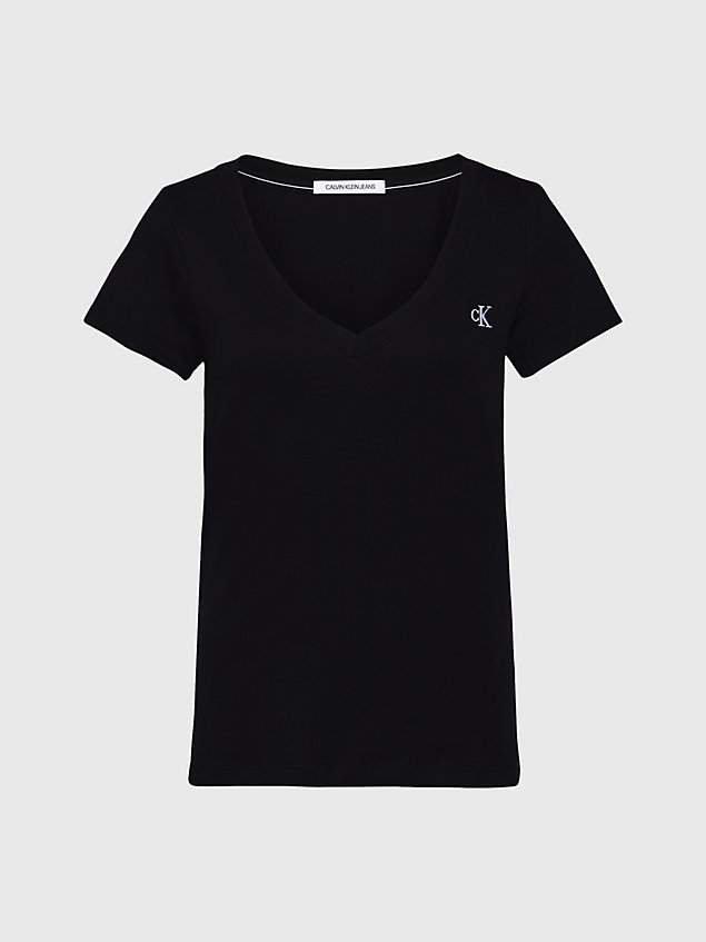 t-shirt slim avec col en v black pour femmes calvin klein jeans