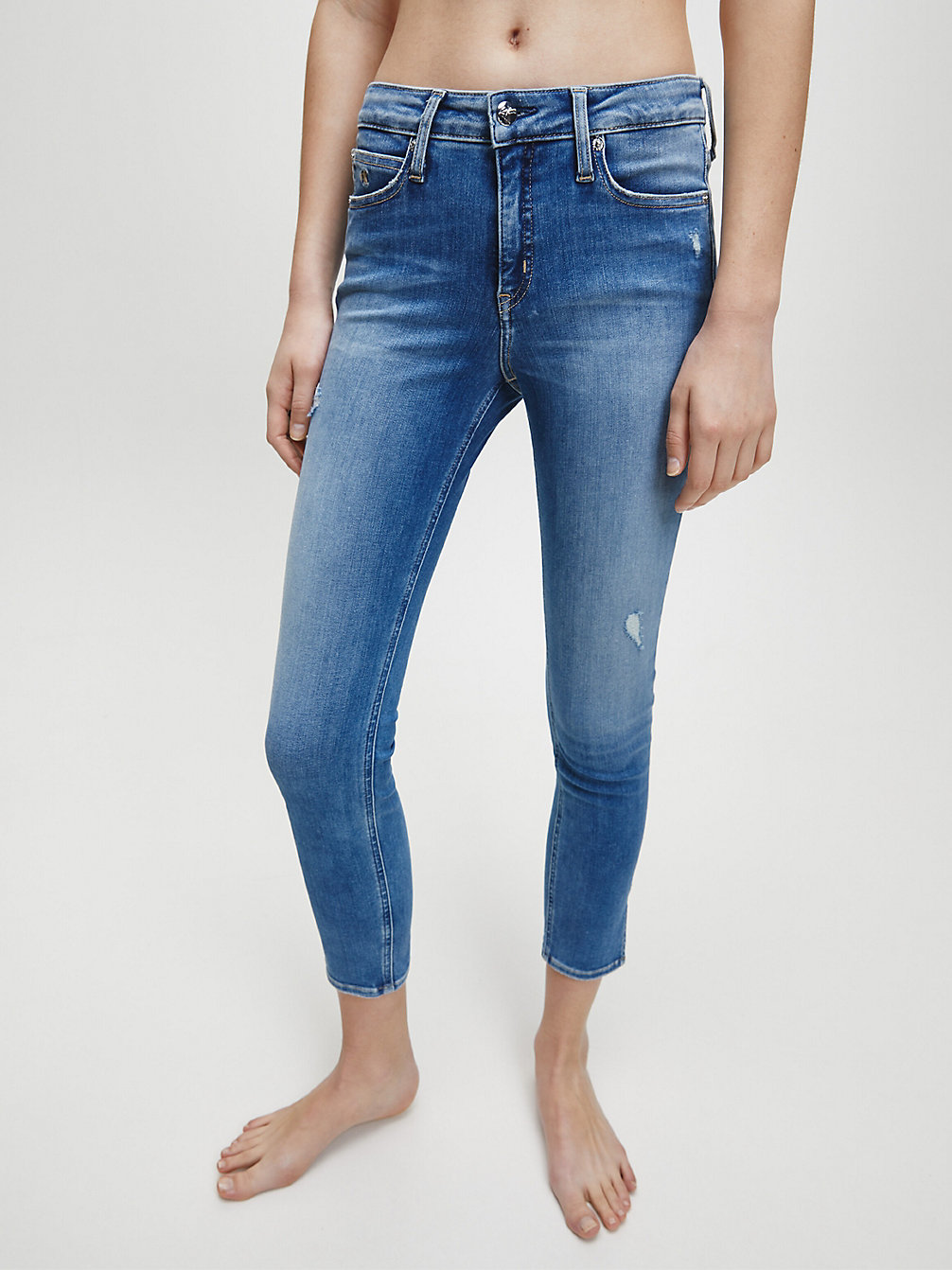 AB039 LIGHT BLUE DSTR RIVET Super Skinny Enkellange Jeans undefined dames Calvin Klein