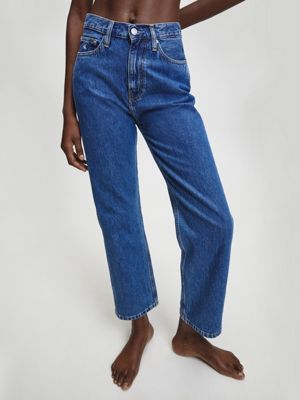 high waisted straight ankle jeans
