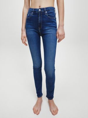 blue high rise skinny jeans