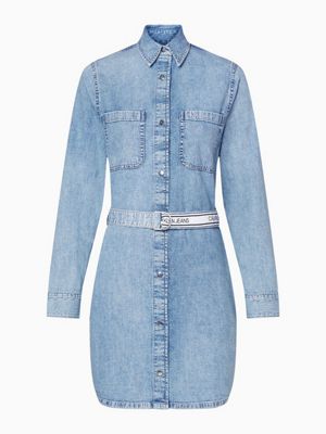 belted denim shirt dress