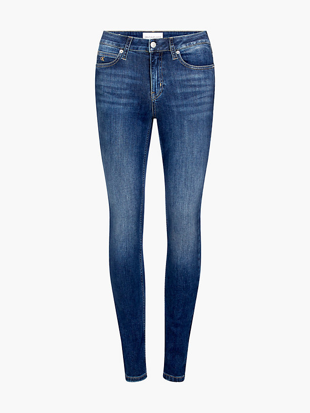 blue mid rise skinny jeans für damen - calvin klein jeans