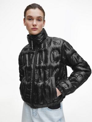 calvin klein jeans puffer jacket with logo patch
