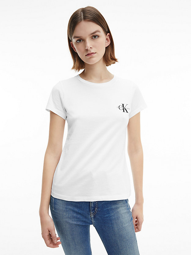 pack de 2 camisetas slim de algodón ck black/bright white de mujeres calvin klein jeans