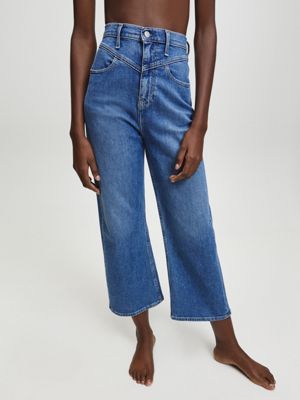 high rise wide crop jeans