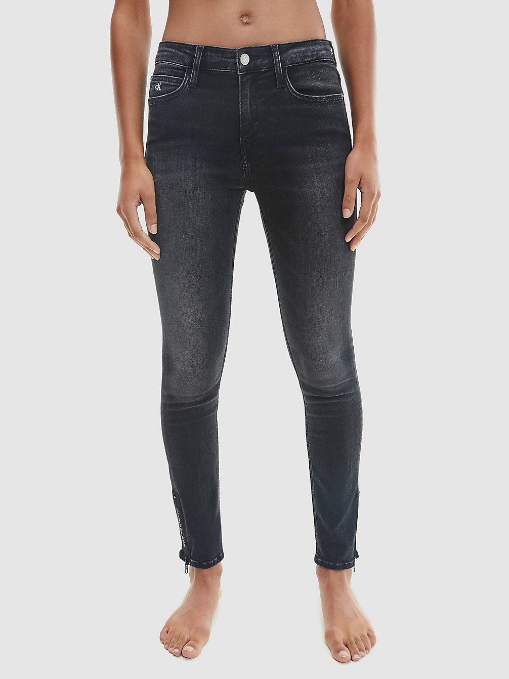 BB127 - BLACK LOGO ZIP HEM Mid Rise Skinny Enkellange Jeans undefined dames Calvin Klein