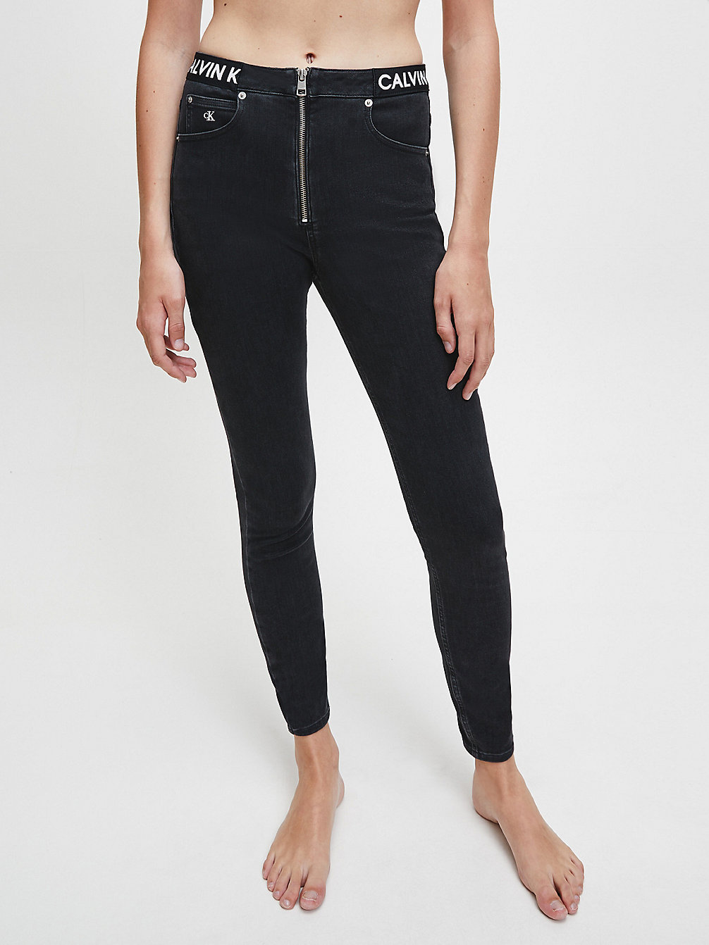 BB103 - BLACK WAISTBAND High Rise Super Skinny Enkellange Jeans undefined dames Calvin Klein