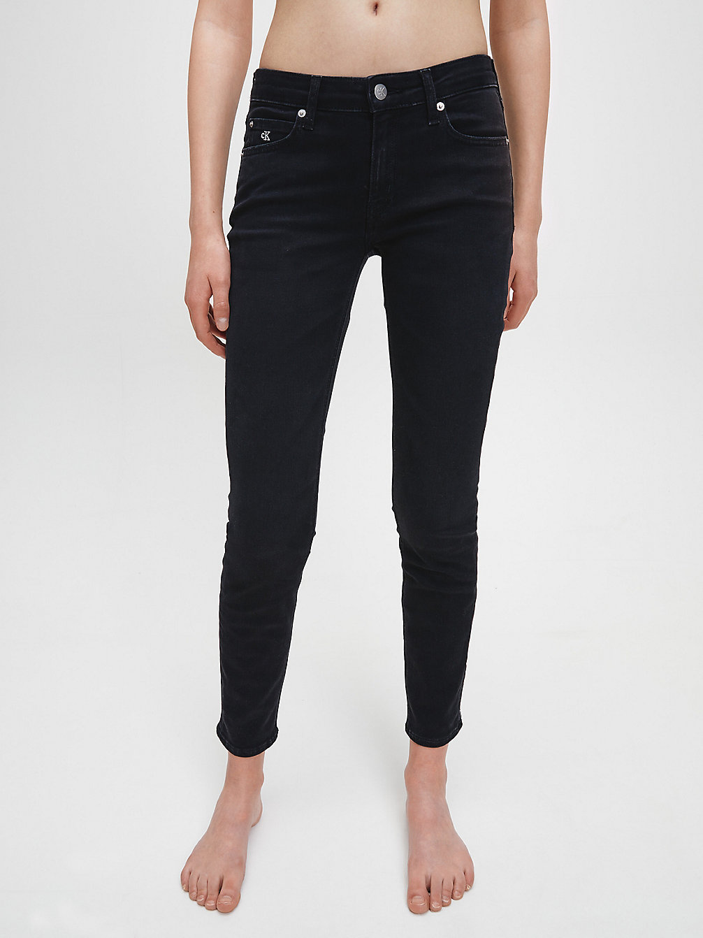 BB177 - BLACK EMBRO HEM Low Rise Skinny Enkellange Jeans undefined dames Calvin Klein