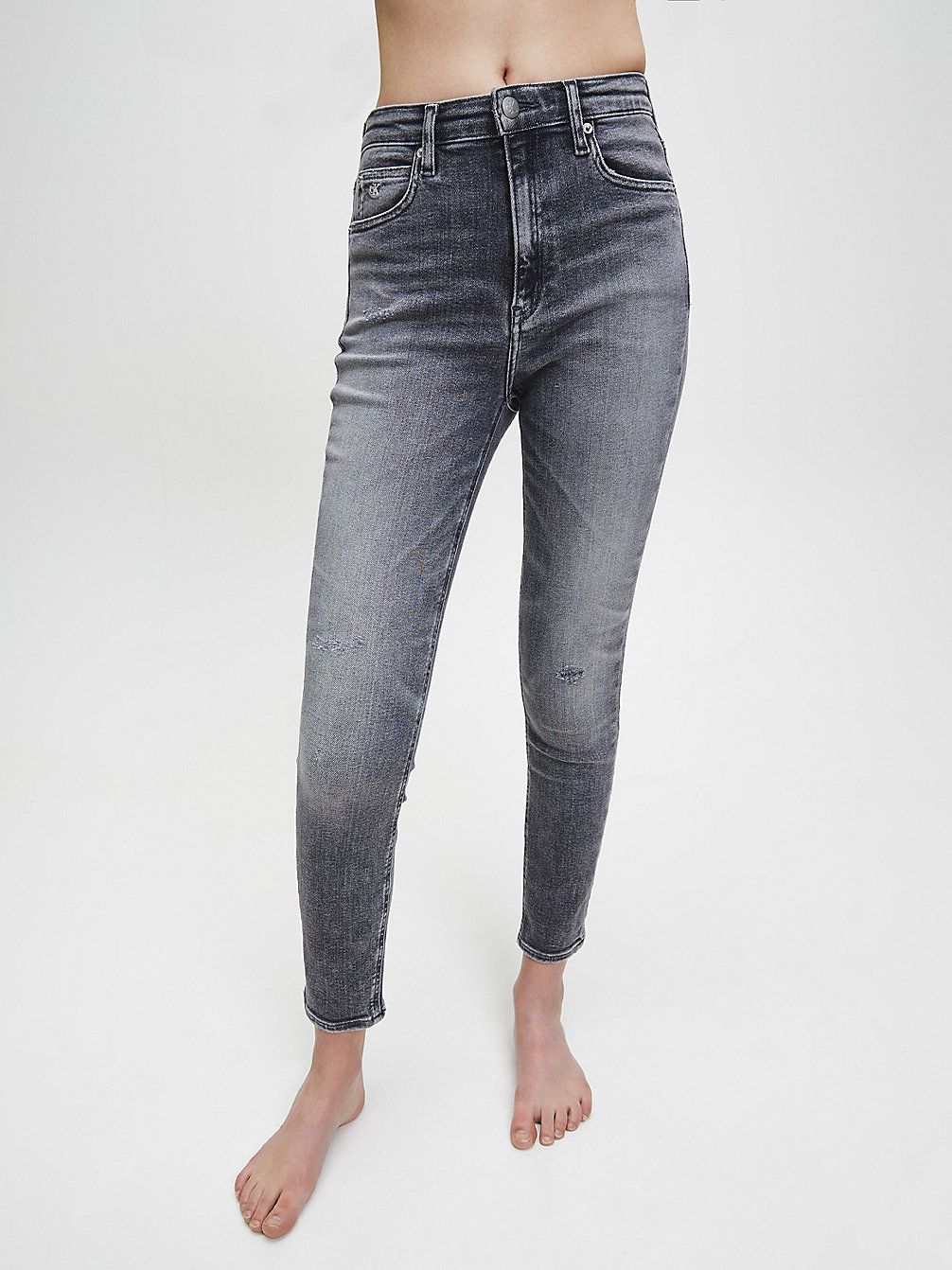 BB113 - GREY EMBRO HEM High Rise Skinny Enkellange Jeans undefined dames Calvin Klein