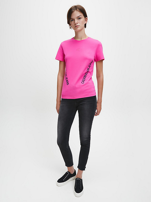 PARTY PINK T-shirt z logo z dżerseju ze stretchem dla Kobiety CALVIN KLEIN JEANS