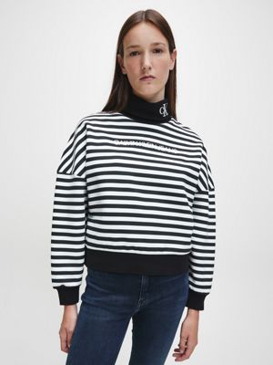  relaxed stripe turtleneck sweatshirt for women calvin klein jeans