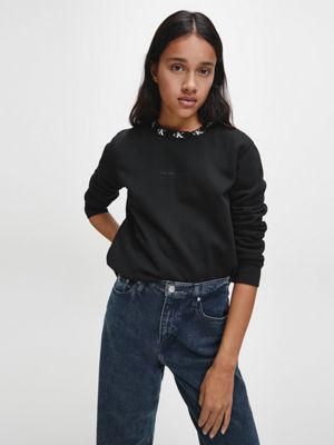  relaxed logo collar sweatshirt for women calvin klein jeans