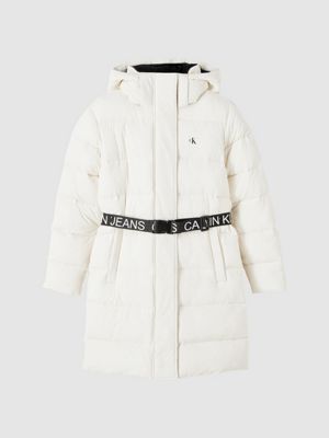 calvin klein belted puffer coat