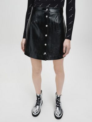 High Shine Faux Leather Mini Skirt 