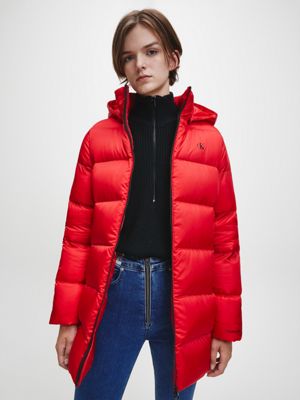 calvin klein red puffer jacket