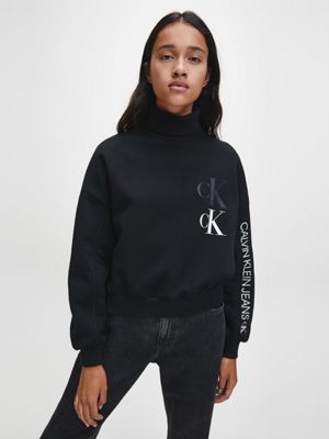  recycled cotton blend logo sweatshirt for women calvin klein jeans