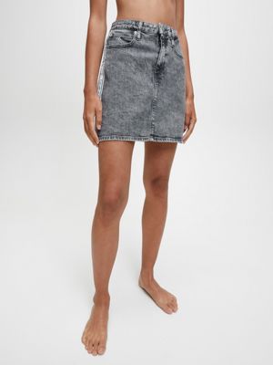 grey denim mini skirt