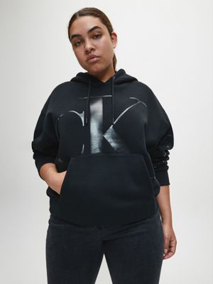  plus size organic cotton logo hoodie for women calvin klein jeans