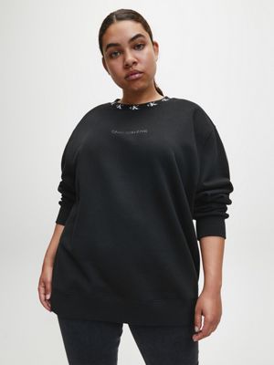  plus size relaxed logo collar sweatshirt for women calvin klein jeans