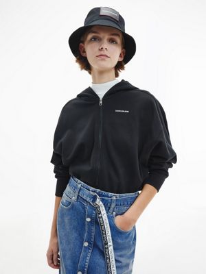  organic cotton zip up hoodie for women calvin klein jeans