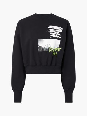  cropped organic cotton sweatshirt - ck one for women calvin klein jeans