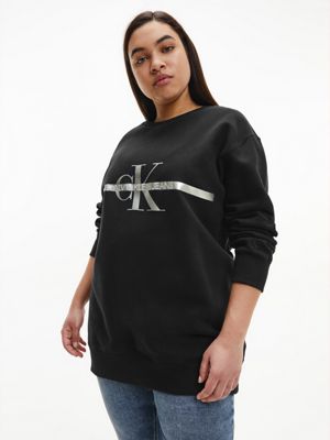  plus size metallic logo sweatshirt for women calvin klein jeans