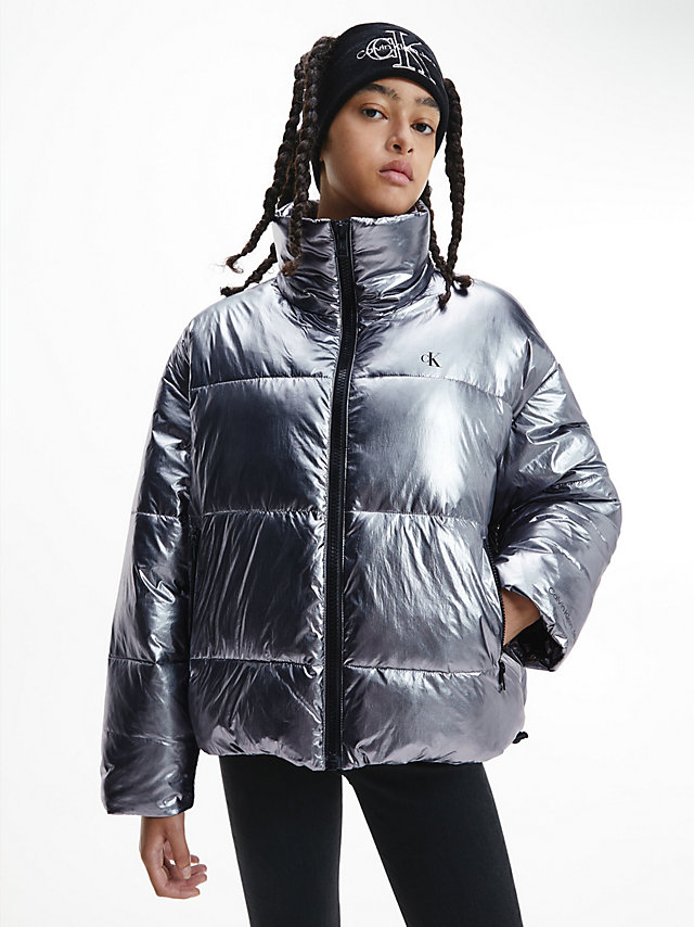 Gun Metal Oversized Recycled Nylon Puffer Jacket undefined women Calvin Klein
