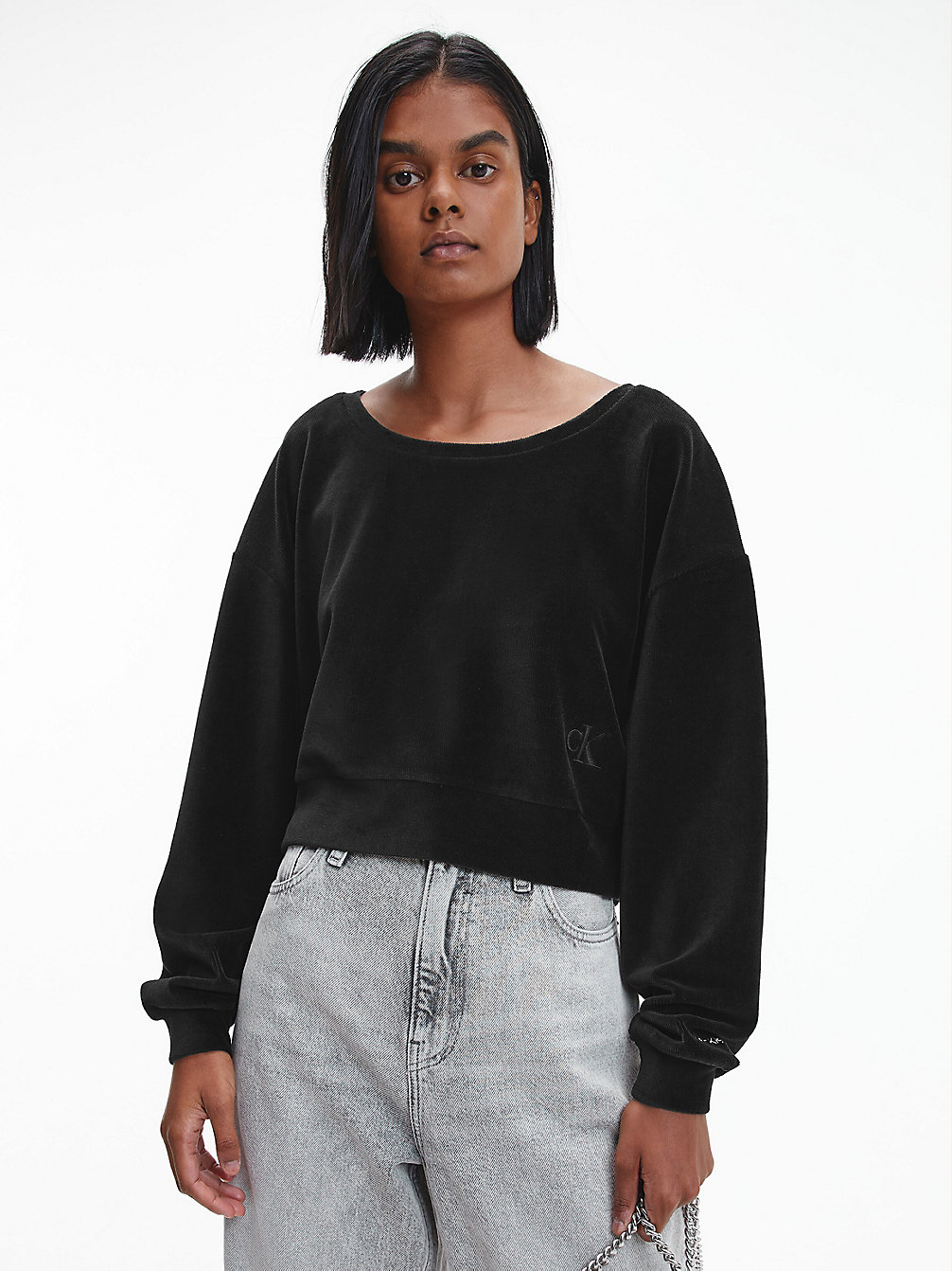 CK BLACK Oversized Ribbed Velvet Sweatshirt undefined women Calvin Klein