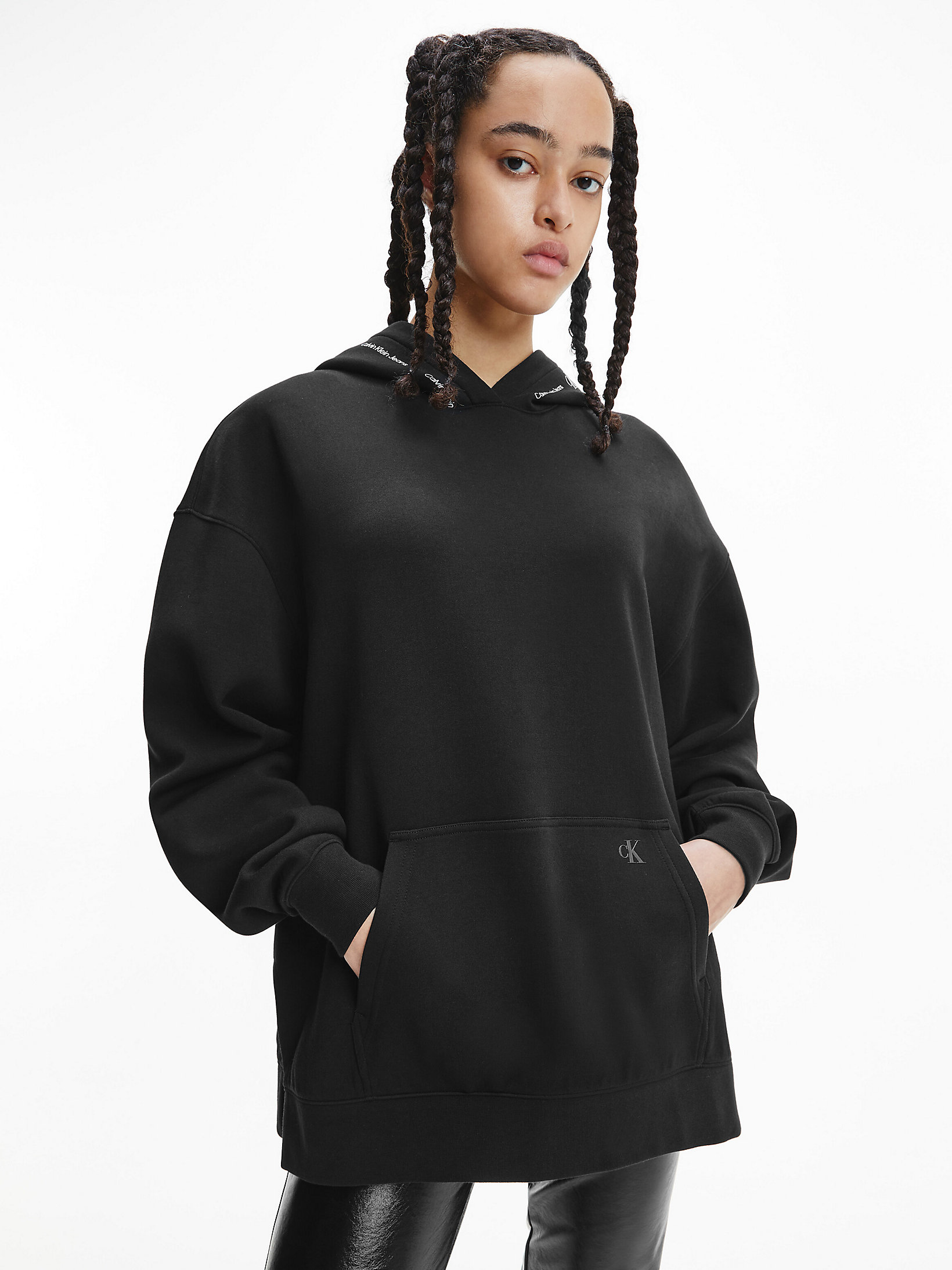 CK Black Oversized Organic Cotton Hoodie undefined women Calvin Klein