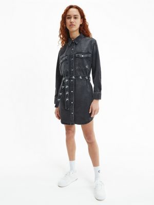 denim belted dress
