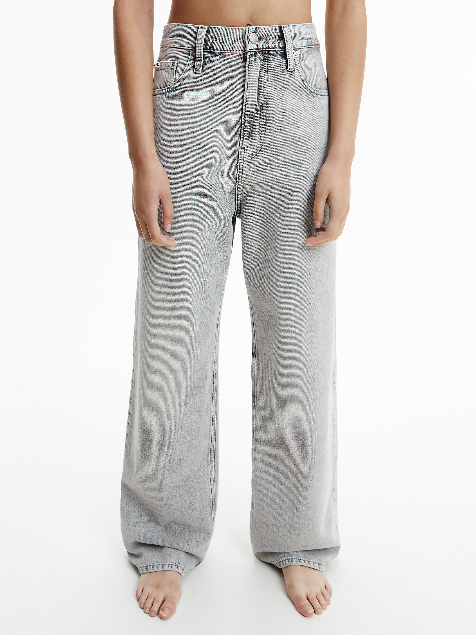 Denim Grey High Rise Relaxed Jeans undefined donna Calvin Klein