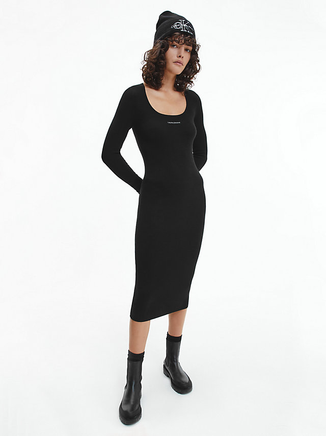 CK Black Stretch Knit Bodycon Dress undefined women Calvin Klein
