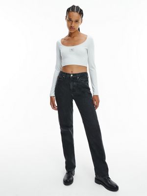 DENIM BLACK High Rise Straight Jeans for women CALVIN KLEIN JEANS