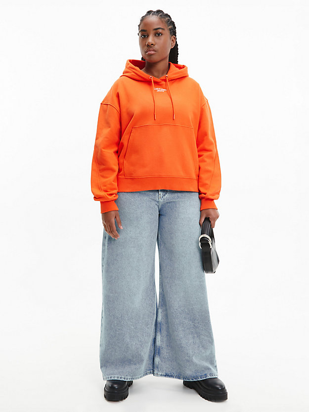 CORAL ORANGE Relaxed Hoodie for women CALVIN KLEIN JEANS