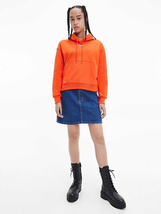 CORAL ORANGE Relaxed Hoodie for women CALVIN KLEIN JEANS