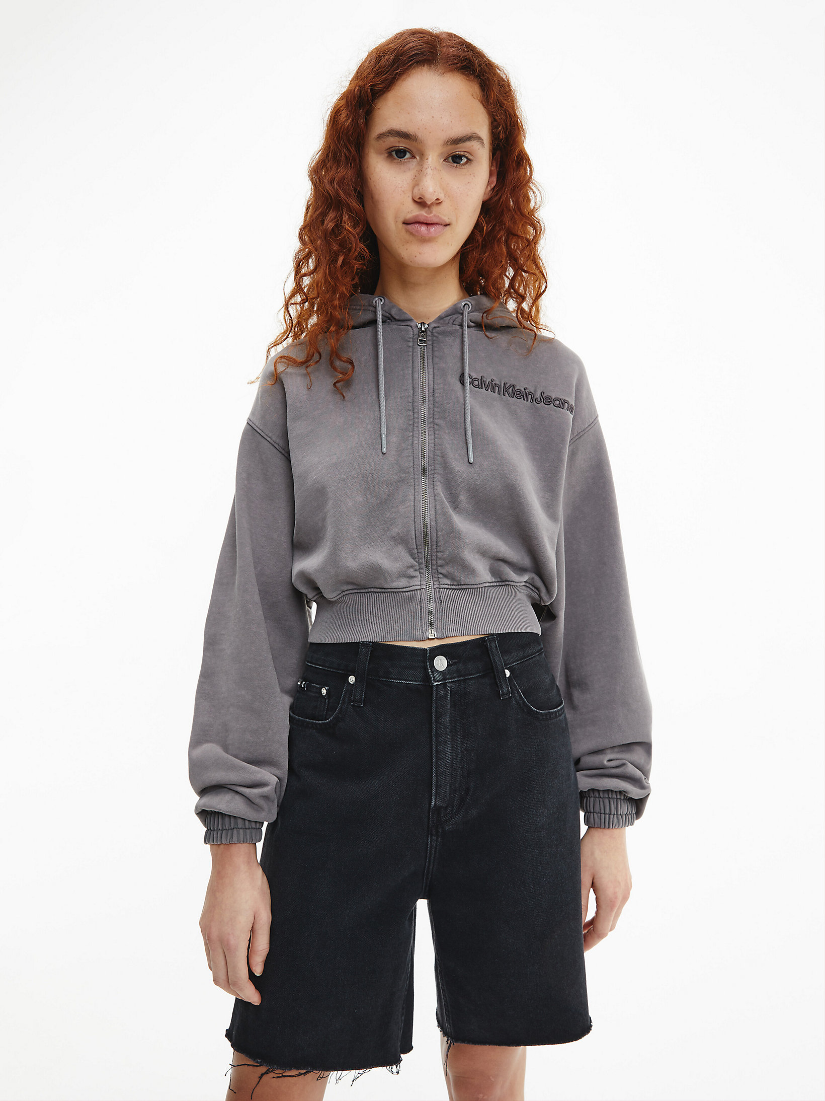 Storm Front Cropped Hoodie Met Rits undefined dames Calvin Klein