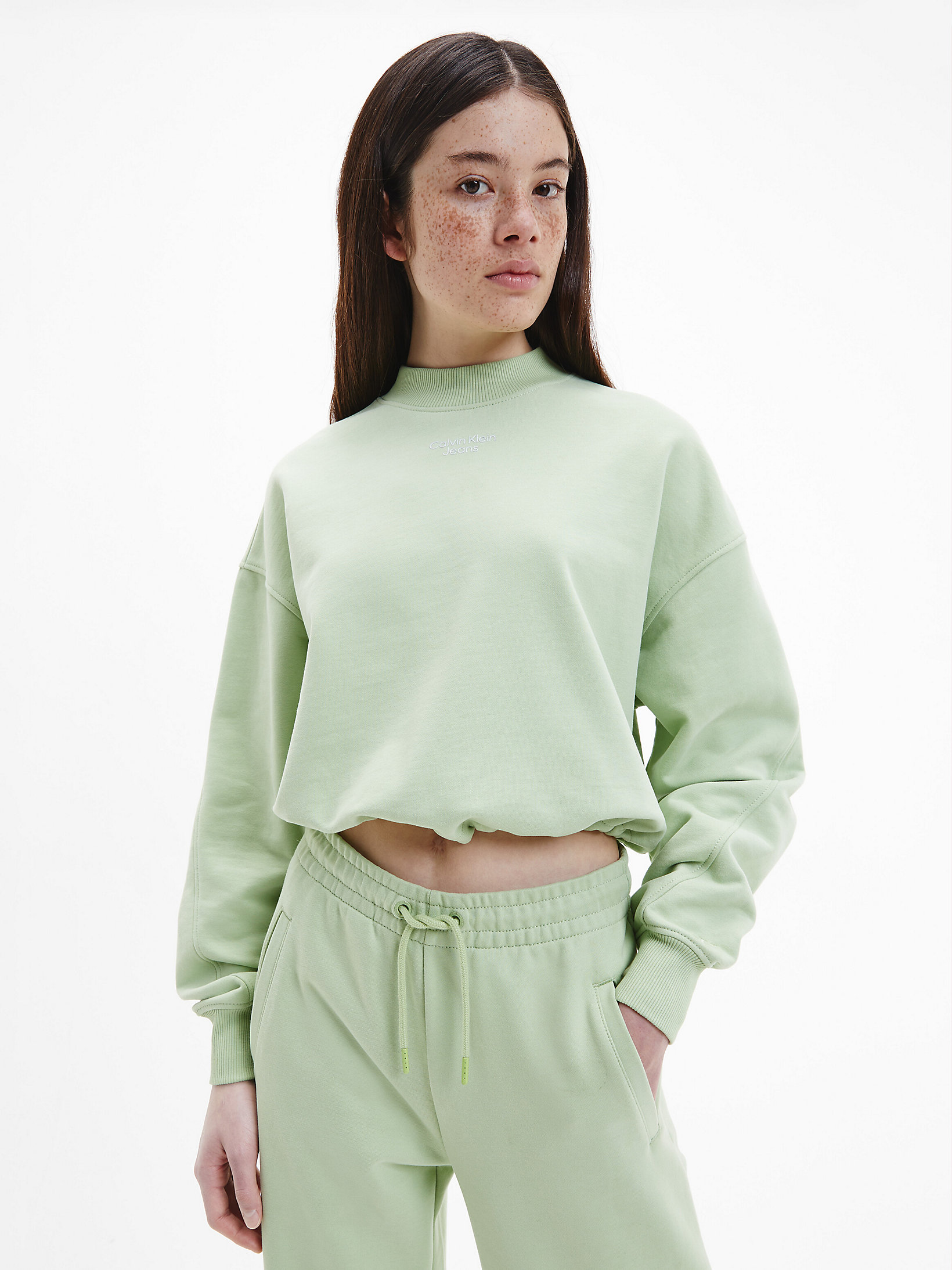 Jaded Green Relaxed Drawstring Sweatshirt undefined women Calvin Klein