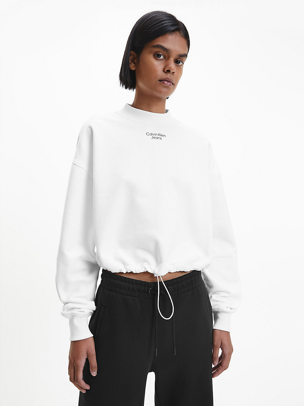 BRIGHT WHITE Sweat-Shirt Relaxed À Cordon De Serrage undefined femmes Calvin Klein