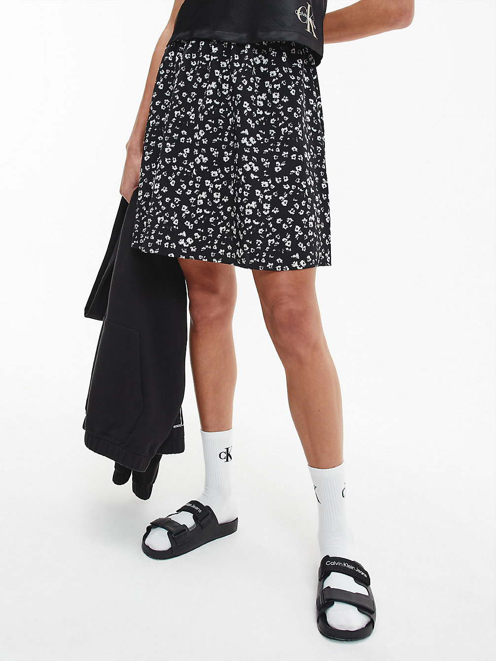 FLORAL AOP CK BLACK/BRIGHT WHITE Recycled Logo Waistband Mini Skirt undefined women Calvin Klein