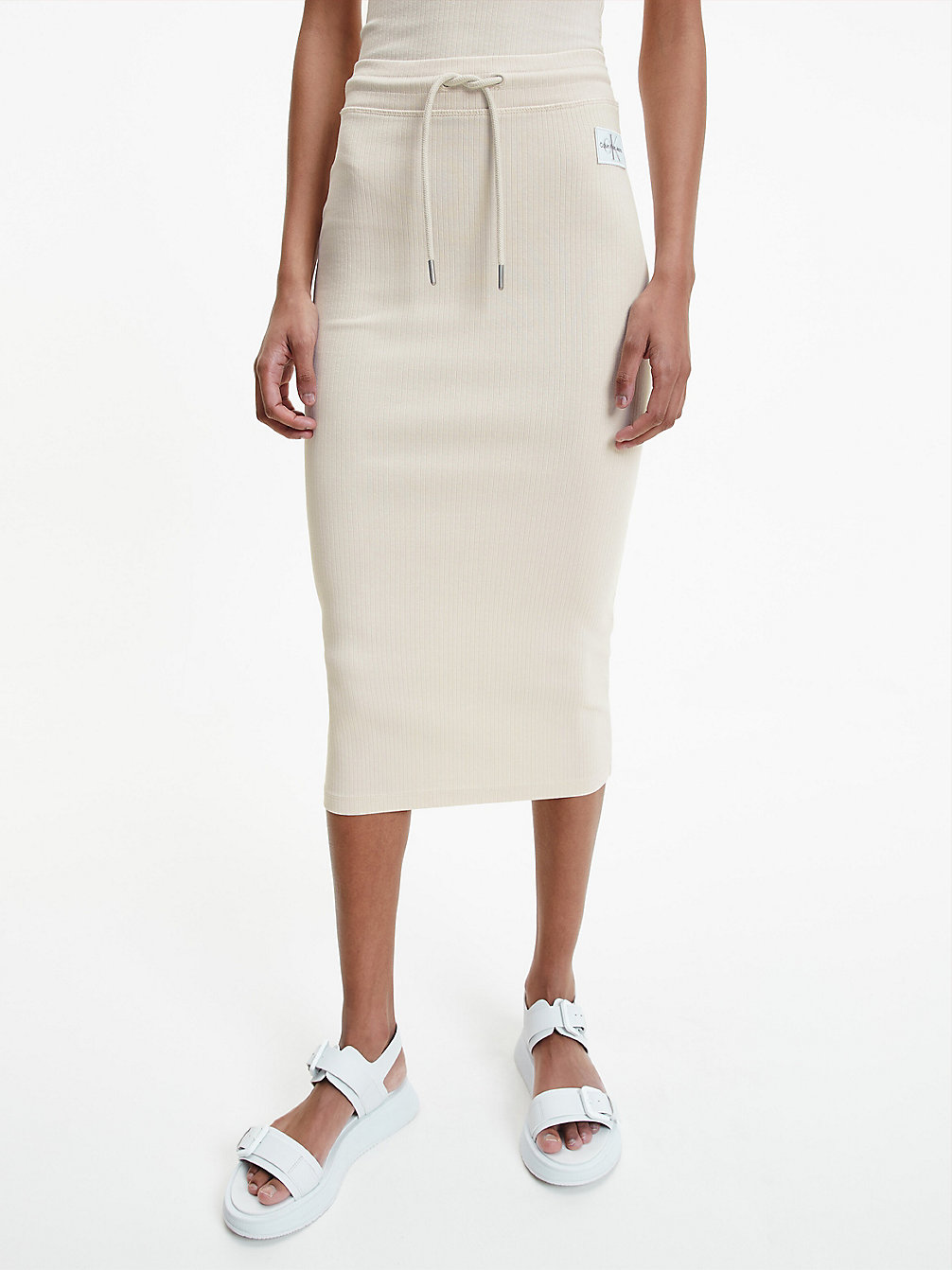 EGGSHELL Ribbed Jersey Midi Skirt undefined women Calvin Klein