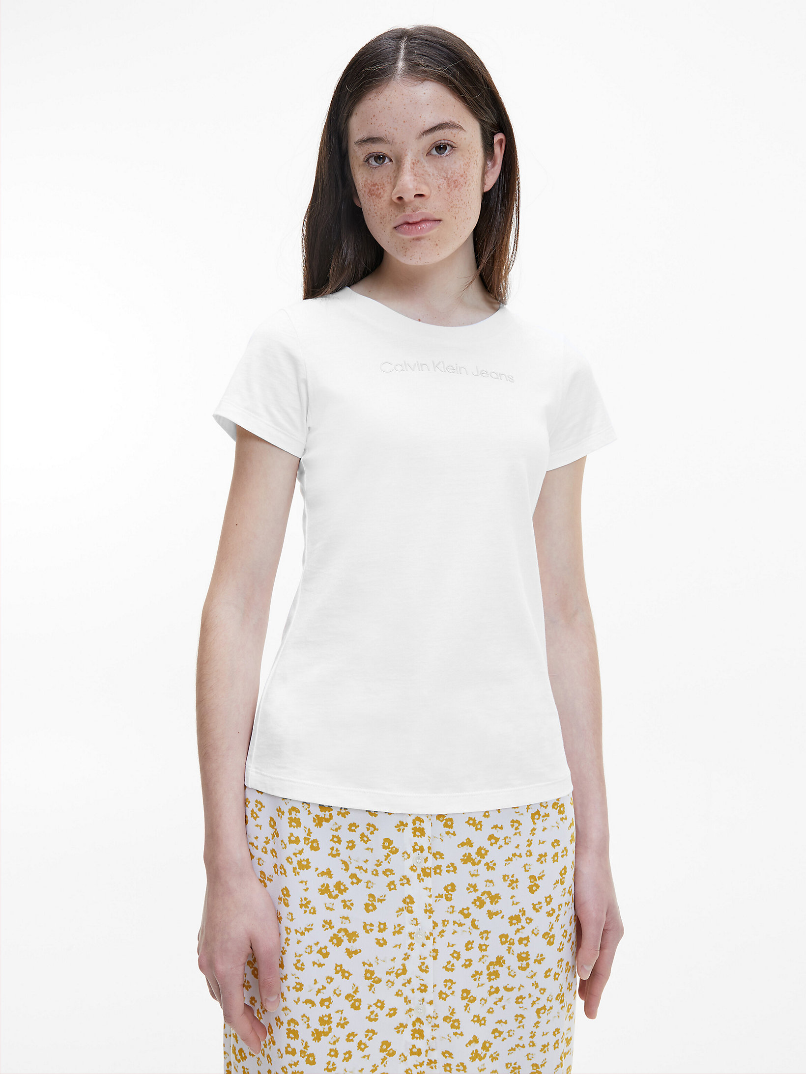 Bright White > Облегающая футболка с логотипом > undefined Женщины - Calvin Klein
