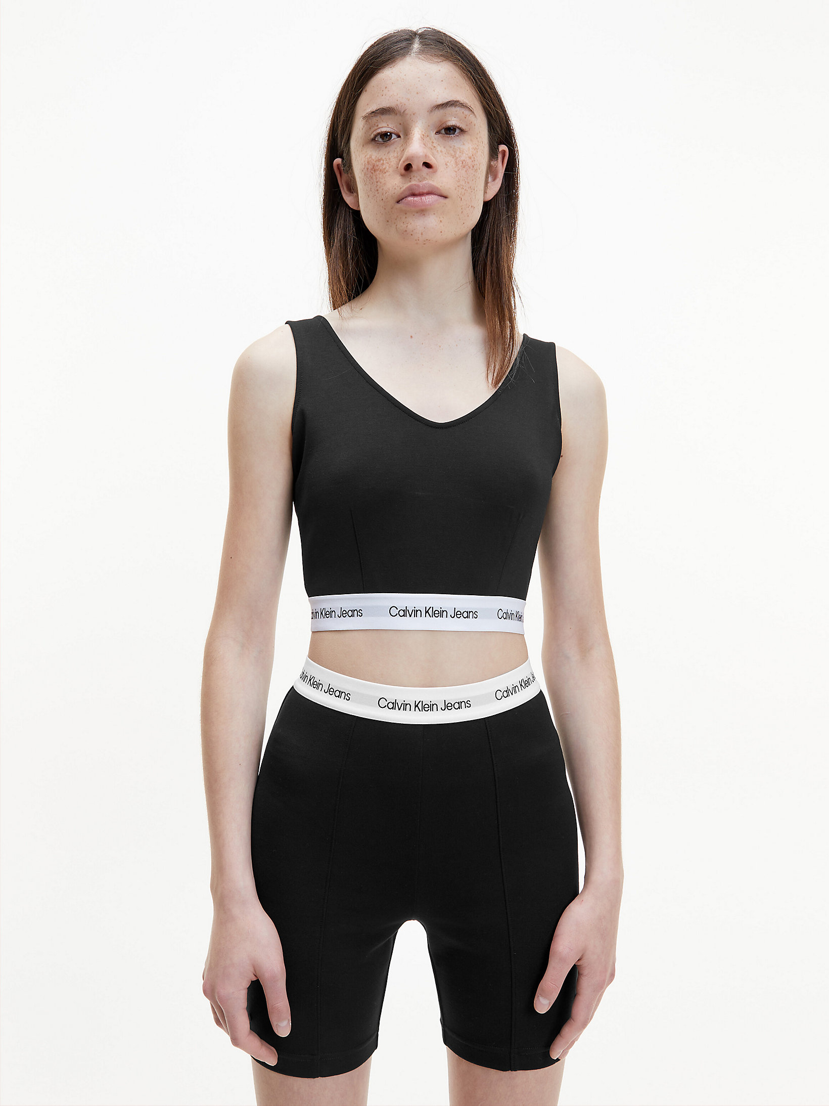 CK Black Recycled Milano Jersey Cropped Top undefined women Calvin Klein
